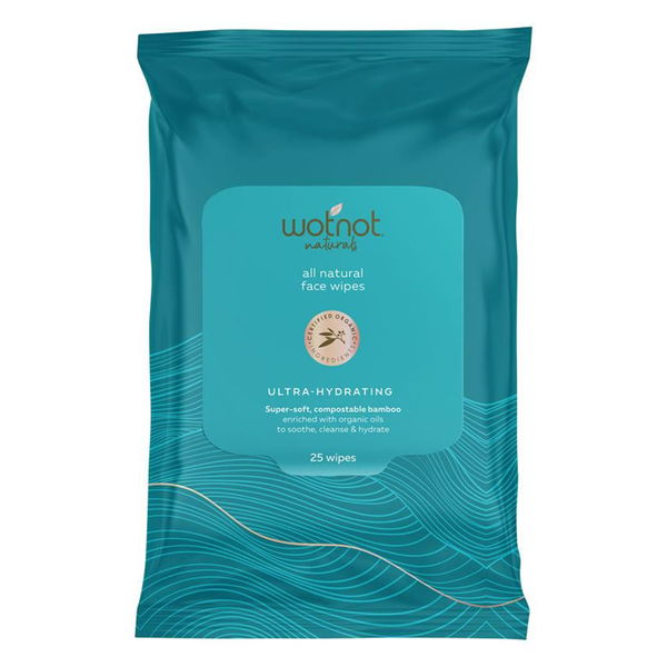 Wotnot All Natural Face Wipes Ultra-Hydrating 25 Wipes 