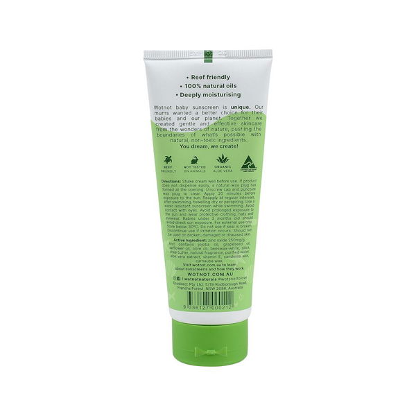 Wotnot Natural Sunscreen SPF 30 Suitable for 3Months+ Baby 100 gm 
