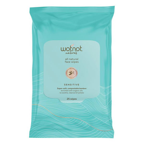Wotnot All Natural Face Wipes Sensitive 25 Wipes 