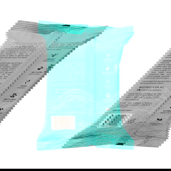 Wotnot All Natural Face Wipes Sensitive 25 Wipes 