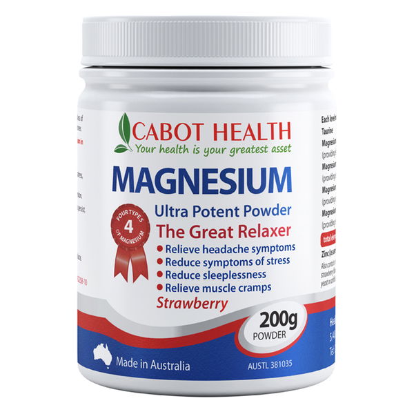 Cabot Health Magnesium Ultra Potent The Great Relaxer Powder Strawberry 200 gm 