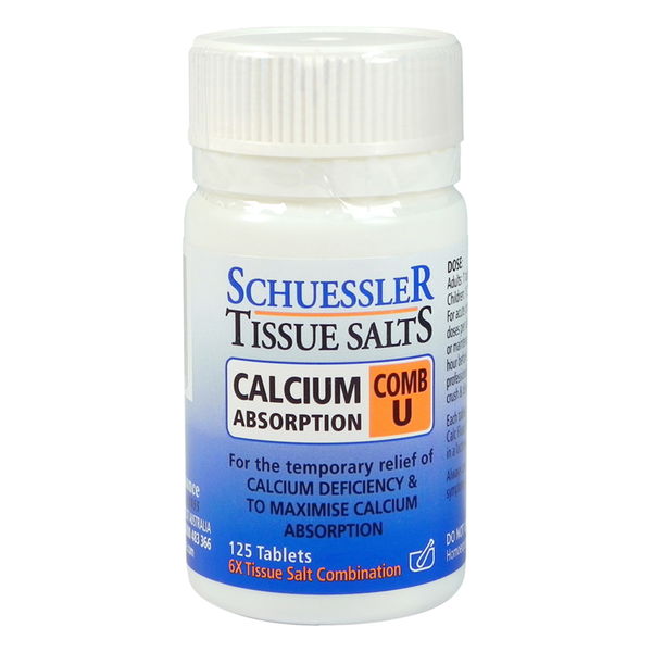 Schuessler Tissue Salts Comb U Calcium Absorption Tablets 125 Tablets 