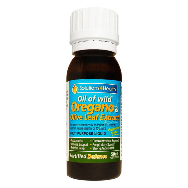 Solutions4Health Oil of Wild Oregano & Olive Leaf Extract Multi Purpose Liquid Peppermint 50 ml 