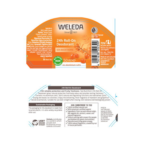 Weleda 24h Roll-On Deodorant Sea Buckthorn 50 ml 
