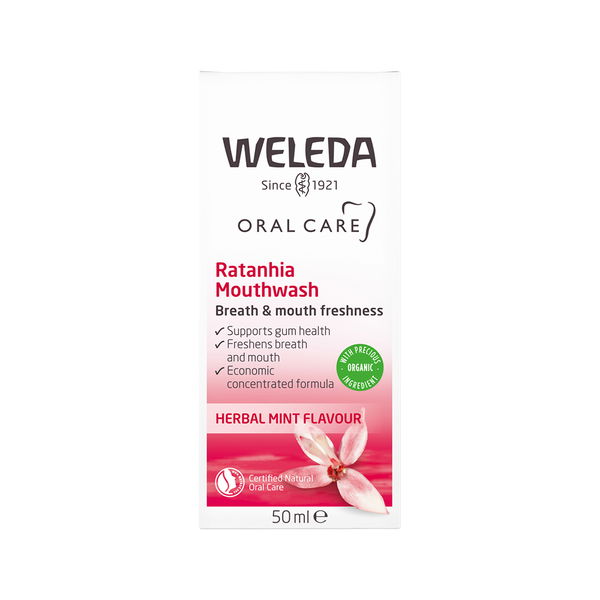 Weleda Oral Care Ratanhia Mouthwash Concentrate Breath & Mouth Freshness Herbal Mint 50 ml 