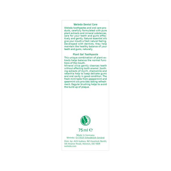 Weleda Oral Care Plant Gel Toothpaste Gum Protection Spearmint 75 ml 