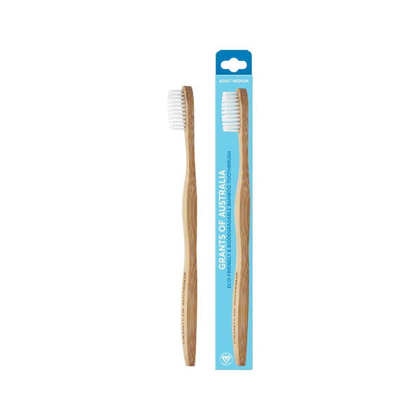 Grants of Australia Adult Eco-Friendly & Biodegradable Bamboo Toothbrush Medium 1 Piece 