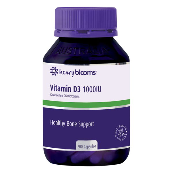 Henry Blooms Vitamin D3 Healthy Bone Support Capsules 1000 iu 200 Capsules 