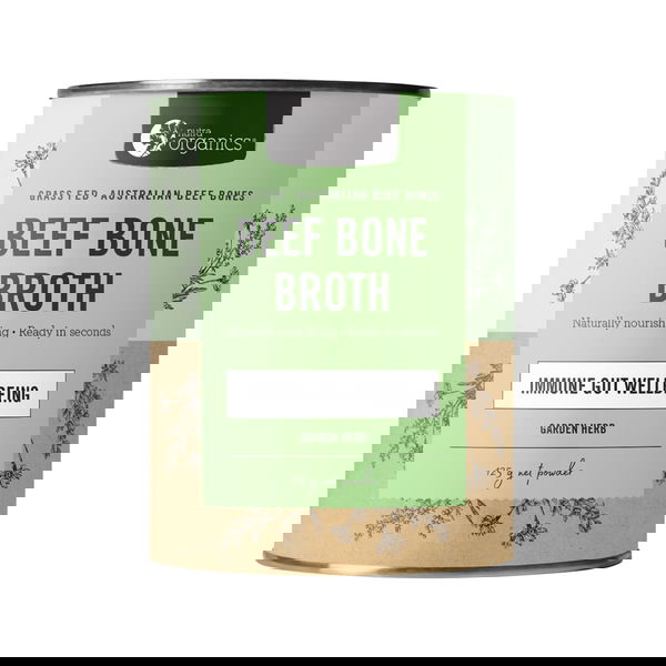 Nutra Organics Beef Bone Broth Immune Gut Wellbeing Powder Garden Herb 125 gm 