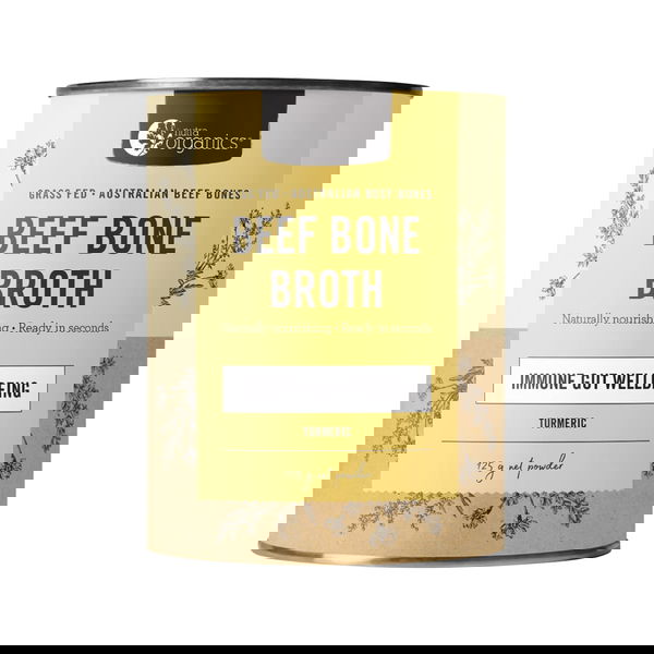 Nutra Organics Beef Bone Broth Immune Gut Wellbeing Powder Turmeric 125 gm 