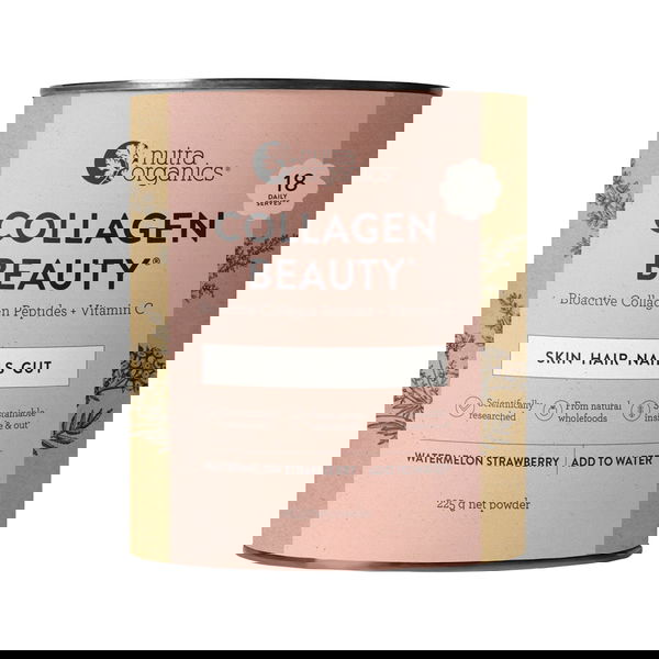Nutra Organics Collagen Beauty Skin Hair Nails Gut Powder Watermelon Strawberry 225 gm 