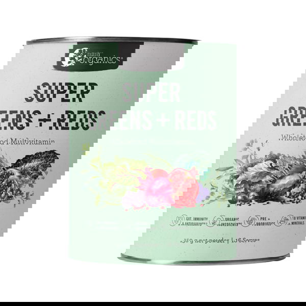 Nutra Organics Super Greens + Reds Daily Wholefood Multivitamin Powder Original 150 gm 