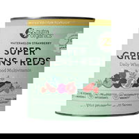 Nutra Organics Super Greens + Reds Daily Wholefood Multivitamin Powder Watermelon Strawberry 300 gm 