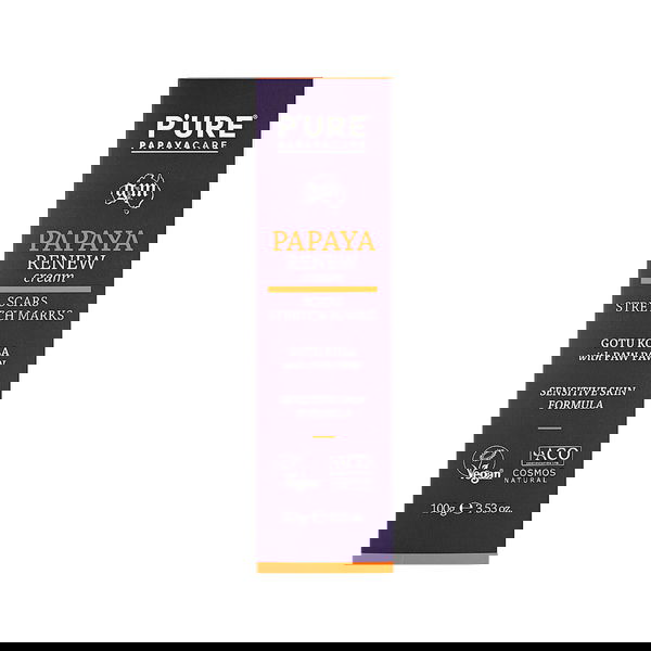 P'ure Papayacare Papaya Renew Cream Scars Stretch Marks Gotu Kola with Paw Paw 100 gm 