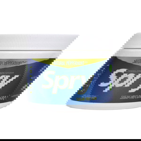 Spry Xylitol Sugar-Free Gum Peppermint 100 Chews 