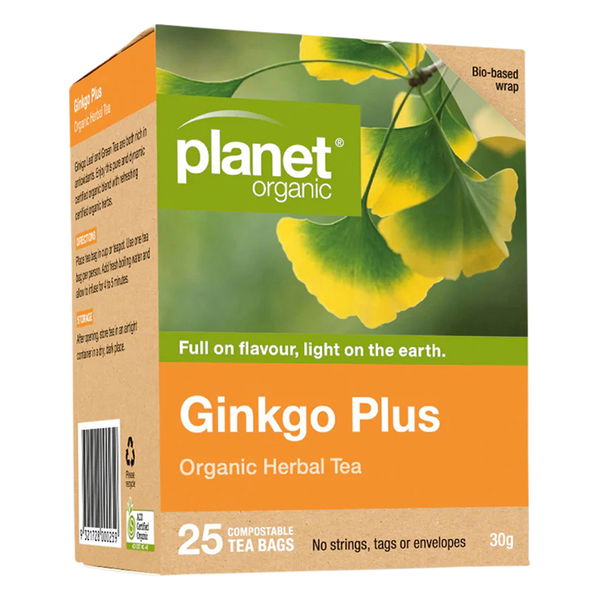 Planet Organic Gingko Plus Organic Herbal Tea 25 Tea Bags 