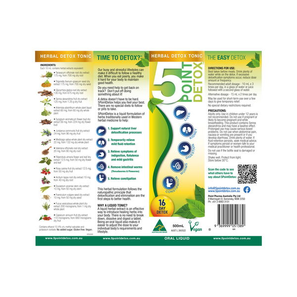Point Pharma 5 Point Detox Herbal Tonic 500 ml 