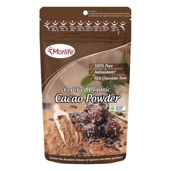 Morlife Certified Organic Cacao Powder 150 gm 