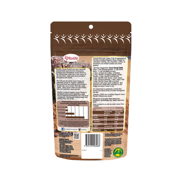 Morlife Certified Organic Cacao Powder 150 gm 