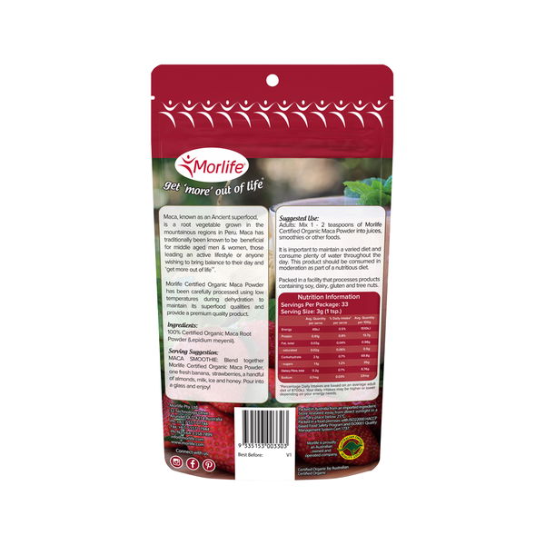 Morlife Certified Organic Maca Powder 100 gm 