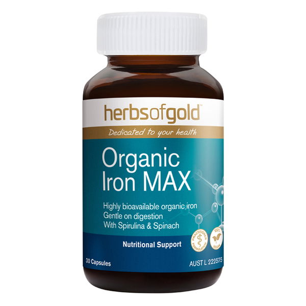 Herbs Of Gold Organic Iron Max Nutritional Support Capsules 30 Capsules 