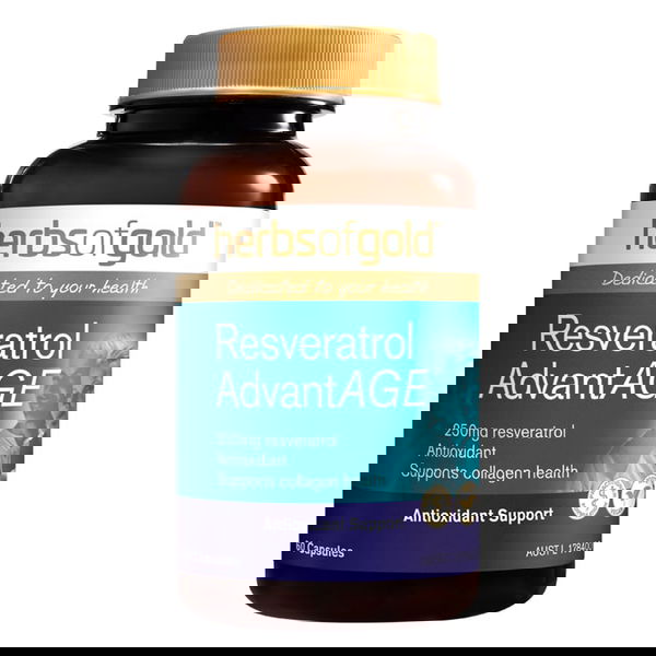 Herbs Of Gold Resveratrol AdvantAGE Antioxidant Support Capsules 60 Capsules 