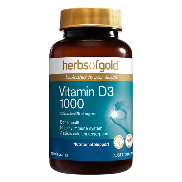 Herbs Of Gold Vitamin D3 1000 Nutritional Support Capsules 120 Capsules 