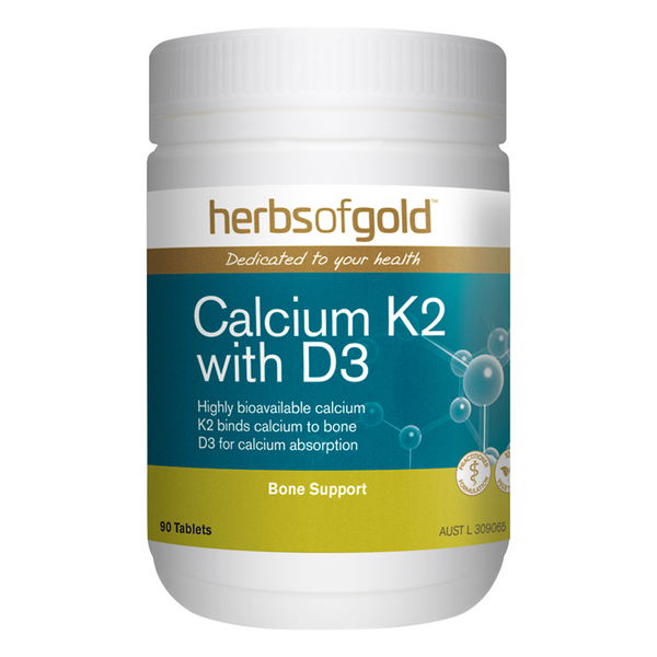 Herbs Of Gold Calcium K2 with D3 Bone Support Tablets 90 Tablets 