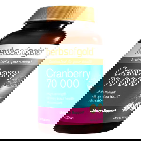 Herbs Of Gold Cranberry 70 000 Urinary Support Tablets 50 Tablets 