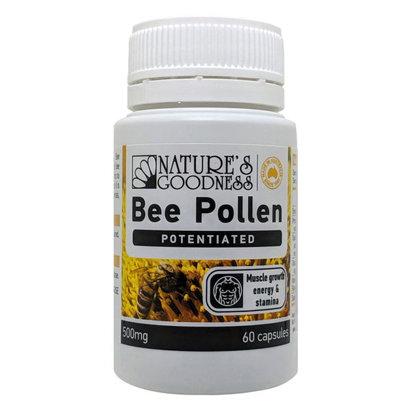 Nature's Goodness Bee Pollen Potentiated Muscle Growth Energy & Stamina Capsules 500 mg 60 Capsules 