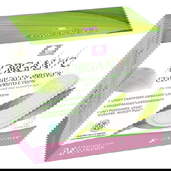 Organyc Clinically-Proven Protection Feminine Care Panty Liners Light Flow 24 Pack 