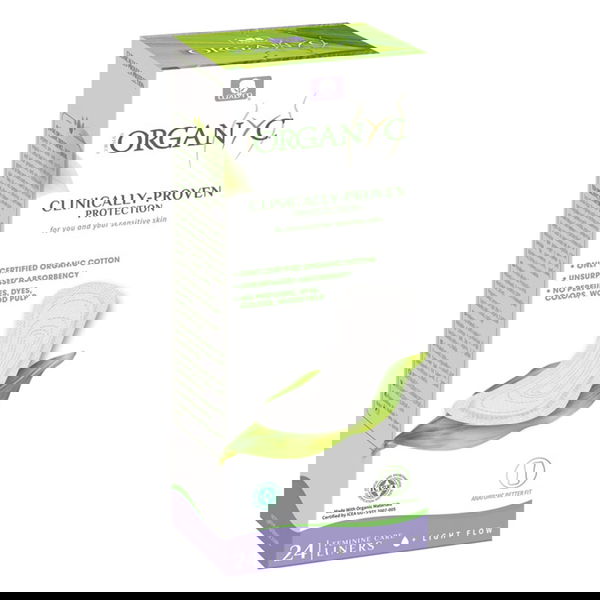 Organyc Clinically-Proven Protection Flat Feminine Care Panty Liners Light Flow 24 Pack 