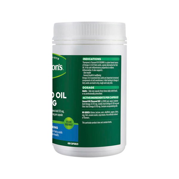 Thompson's Flaxseed Oil General Wellbeing Capsules 1000 mg 400 Capsules 