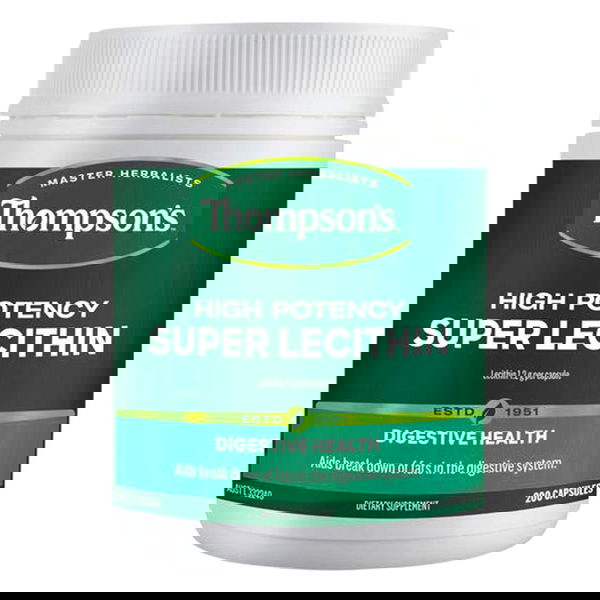 Thompson's High Potency Super Lecithin Digestive Health Capsules 200 Capsules 